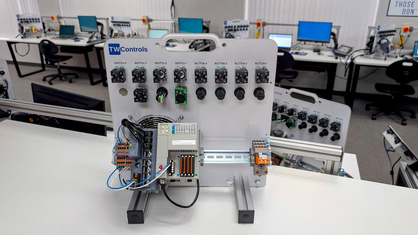 TW Controls - Allen Bradley Compactlogix PLC Trainer with AC Drive, Motor