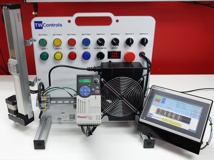 TW Controls - Allen Bradley Micro850 PLC Trainer with AC Drive, Linear Motion Control Servo, HMI