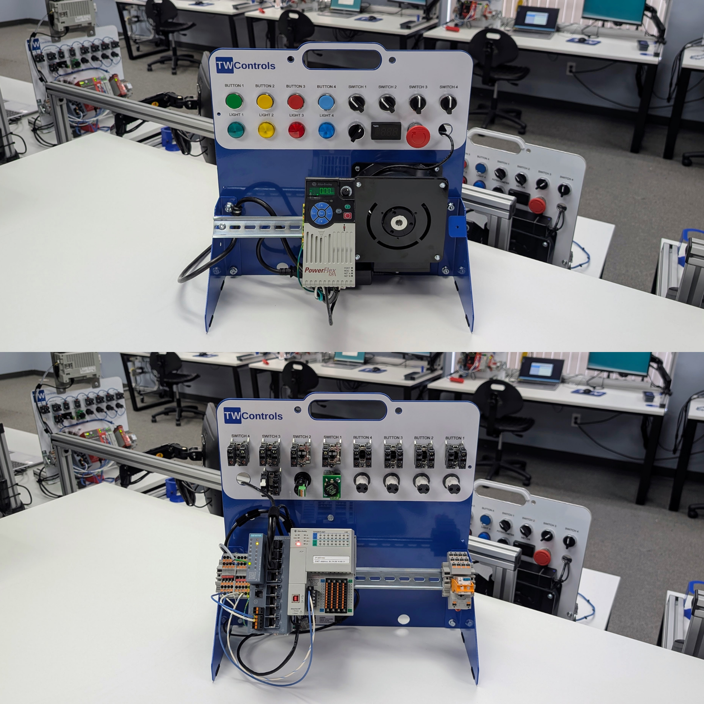 TW Controls - Allen Bradley Compactlogix PLC Trainer with AC Drive, Motor